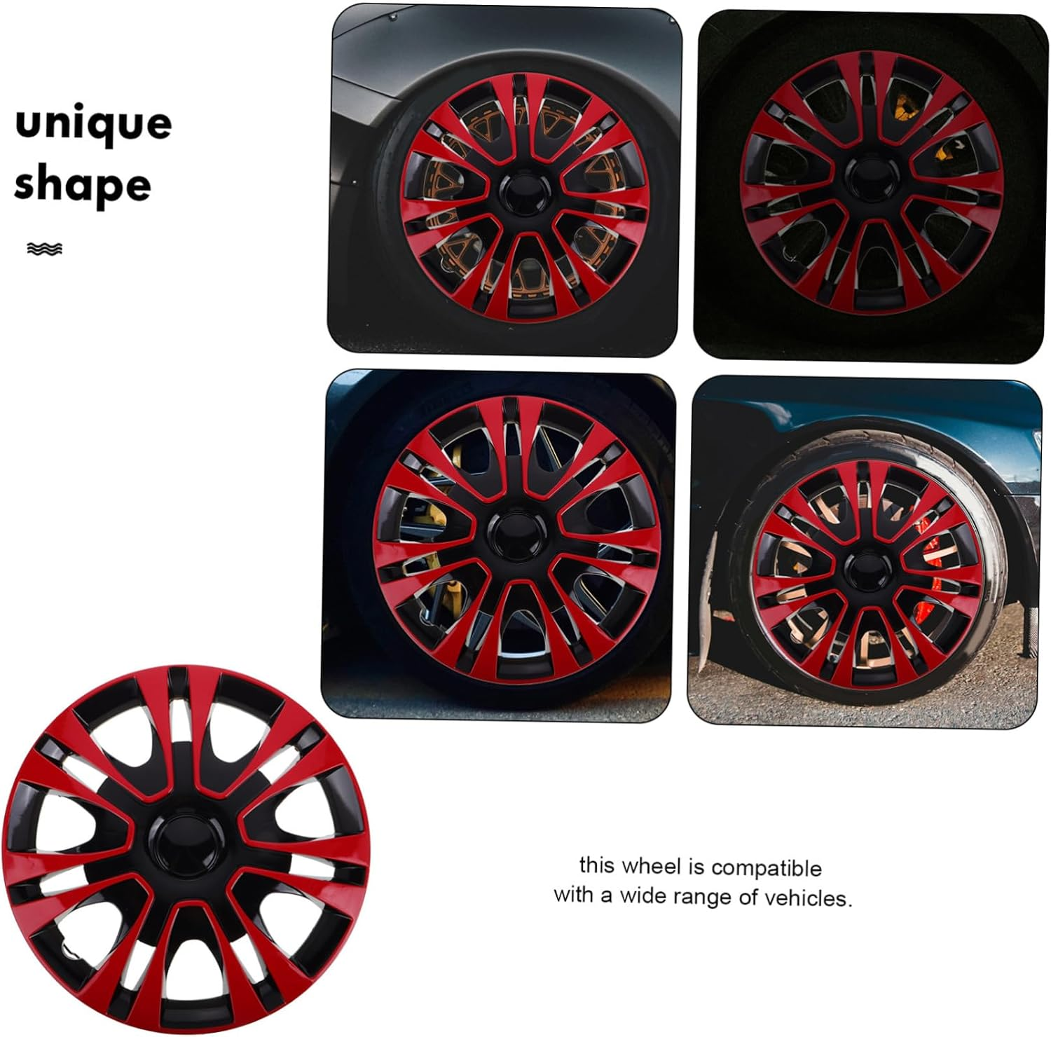 EXAOMBLE Wheel Cover for Car Durable Material Water Protection Easy Installation Stylish Red Rim Cap for Vehicle Accessories and Tire Protection image number 4