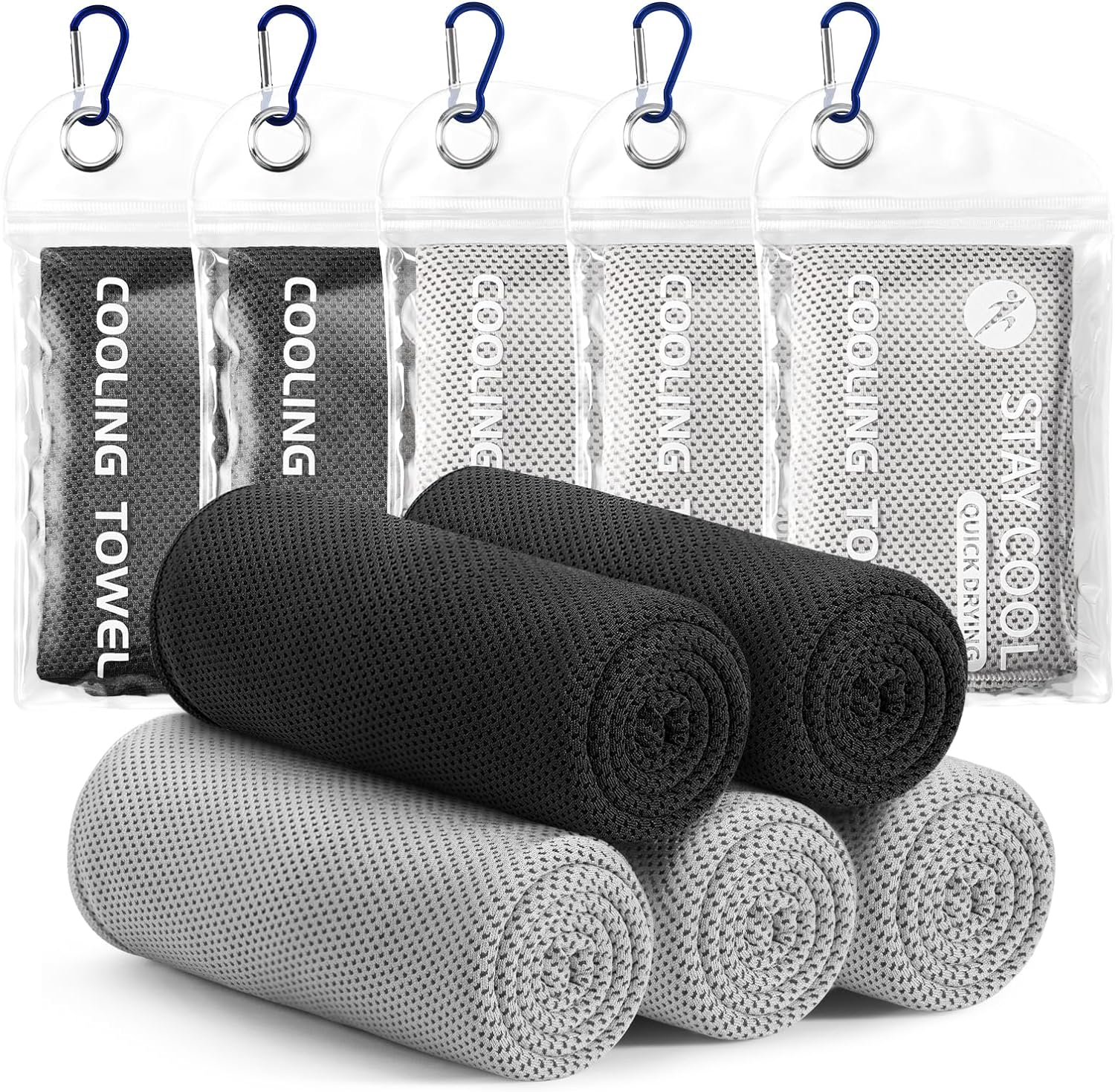 Ymomode Cooling Towels - 5 Pack Gym Towels, Gym Towel for Working Out, Yoga Towel, Quick Dry Towel for Running, Camping, Fitness & More Activities