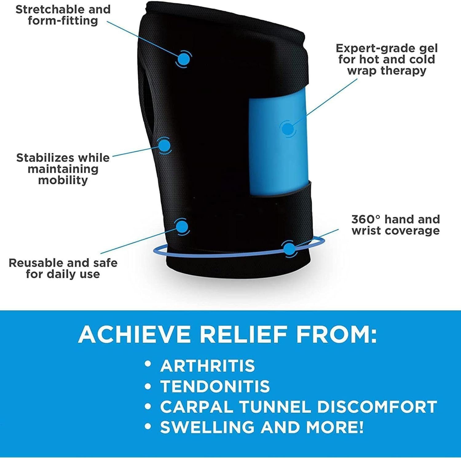 Wrist Ice Pack, Soft Hand Ice Wrap for Pain Relief, Reusable Gel Ice Pack for Injuries Hot & Cold Compress image number 4