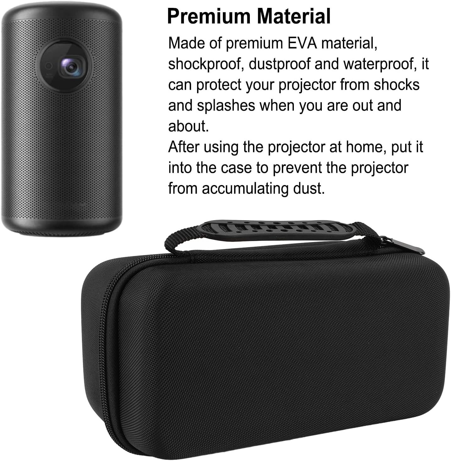 Video Projector Hard Case for Capsule 3, for HY300 HY300 Pro HY320, Waterproof EVA Hard Shell Travel Case, Dustproof Shockproof Hard Travel Case with Soft Interior