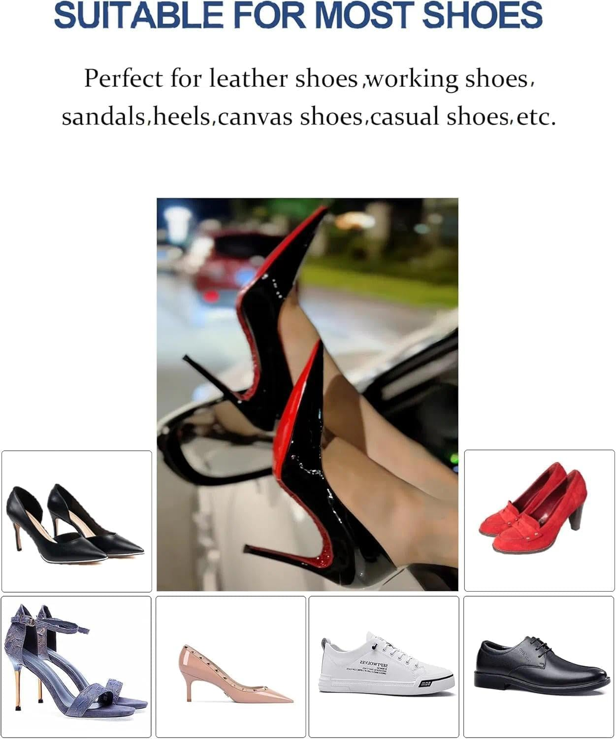 Shoe Sole Protector, Non-Slip Shoe Pads, Red Bottom Protectors for High Heels, Non-Slip Shoe Pads, Compatible with Stilettos, Sandals, 2 Pairs, 15.24 Cm X 10.16 Cm, Clear - Leralsta image number 2