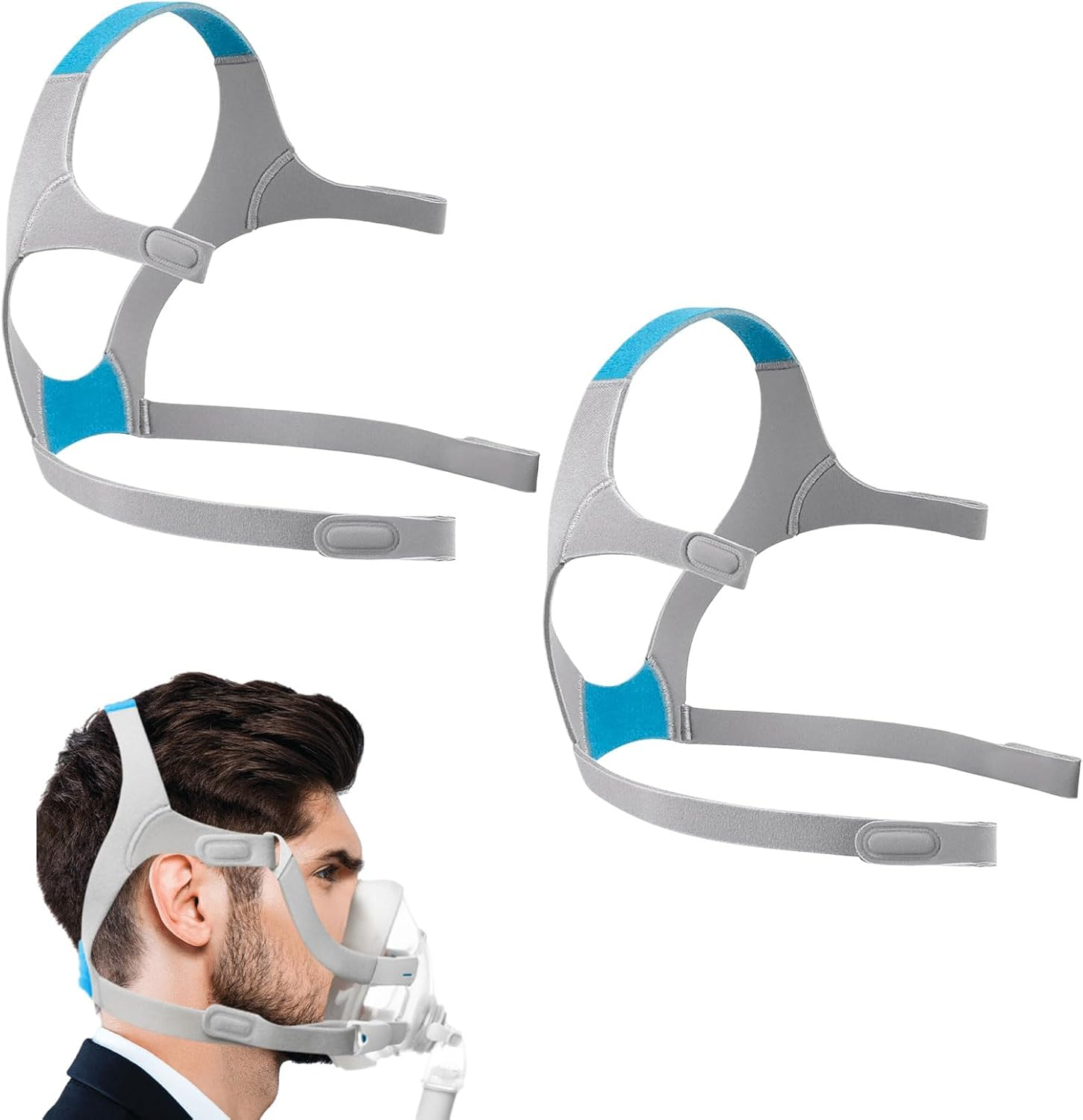 CPAP Mask Headgear, 2 Pcs Headgear for Resmed Mask, Straps for Resmed F20 Headgear, CPAP Machine Straps Compatible with Airfit F20/Airtouch F20, Ultra-Soft Nylon and Great Stickiness image number 2