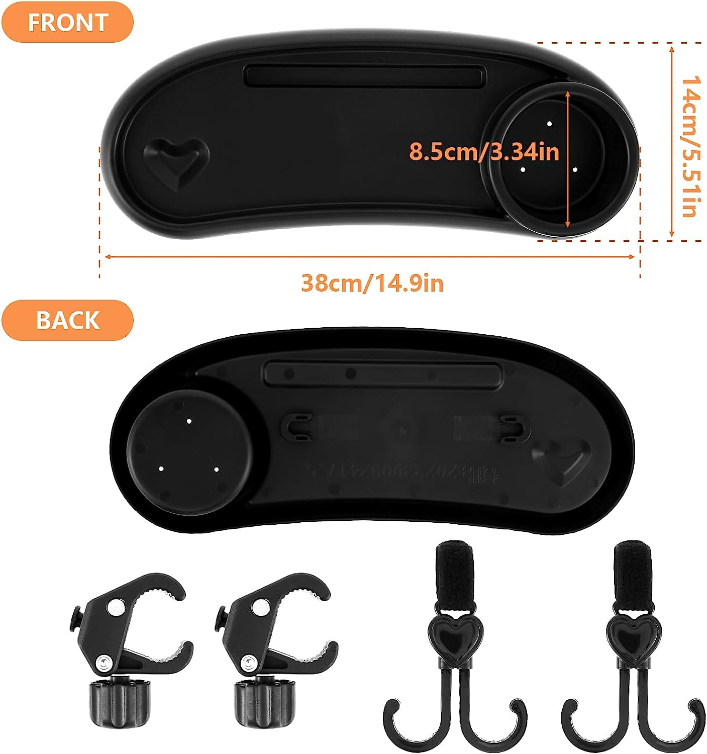 Fulasun Stroller Snack Tray with Cup Holder Universal Stroller Food Tray Removable Baby Snack Tray with Adjustable Buckle and Hooks Reusable Stroller Snacks Holder for Strollers image number 6