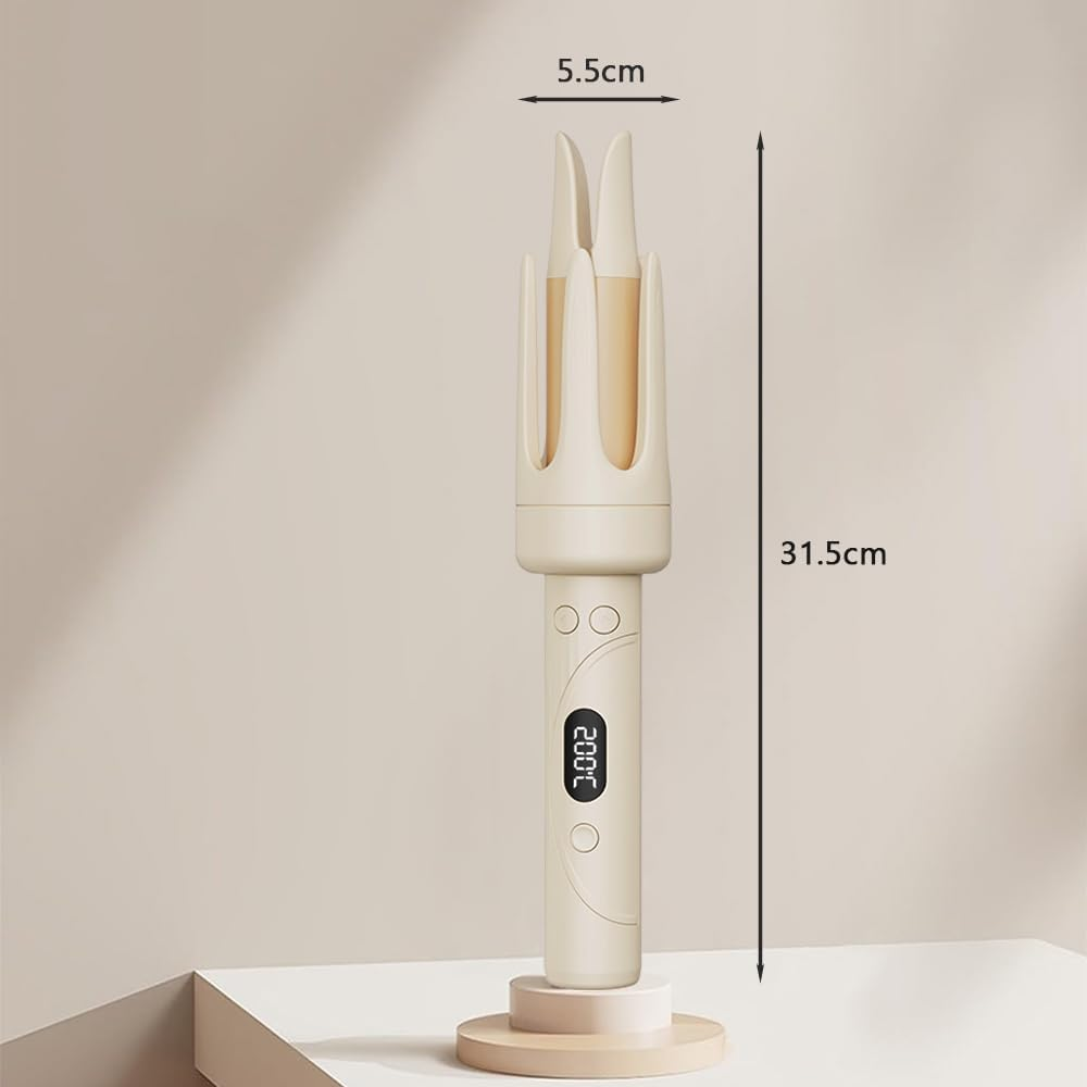 Frafuo Automatic Curling Iron-32Mm Automatic Rotating Hair Curler with LCD Display-4 Temperature Adjustable Temperature Ceramic Crimper Auto Hair Curling Wand for Medium/Long, Beige image number 3