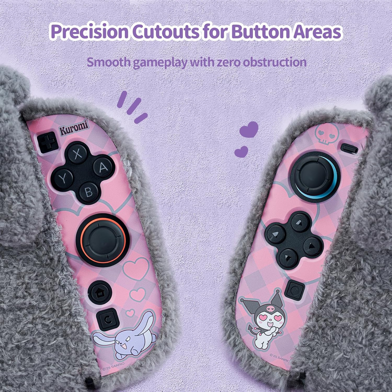 Kuitmor Cute Plush Protective Case Compatible with Switch 2 (2025), Anti-Scratch and Shock-Absorption Hard PC Shell Cover for Switch 2 Game Console and Joystick Controller - KLM image number 4