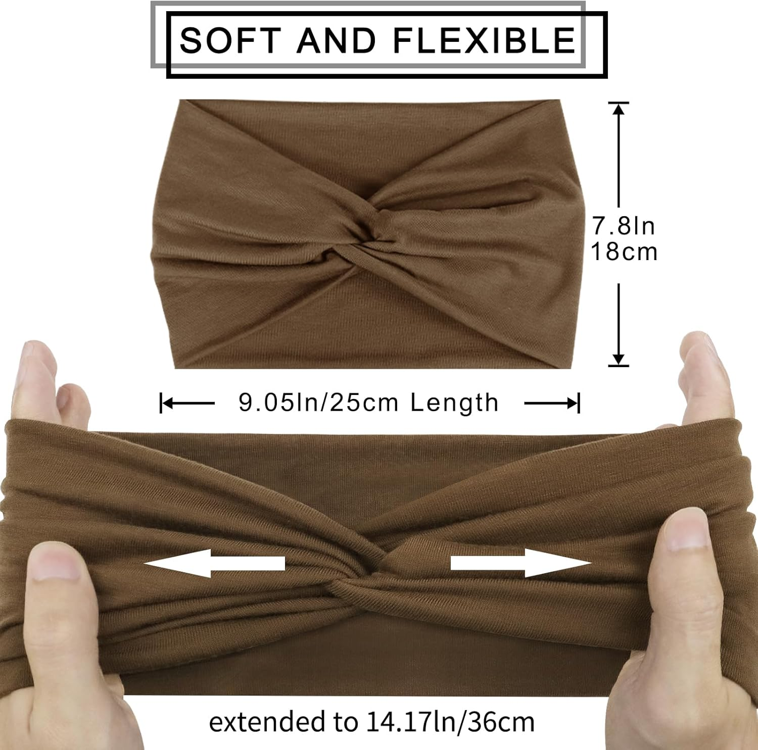 BELEVO Women'S Hair Band, Extra Wide Headband, Women'S Thin 18 Cm Hair Bands, Elastic Headbands, Soft Headbands, Hair Accessories for Yoga Sports, Pack of 4 image number 1