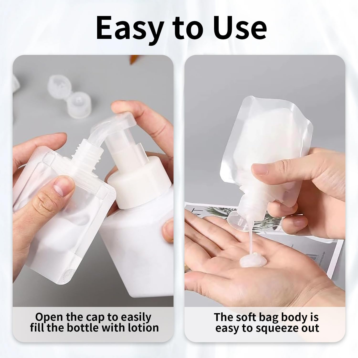 30 PCS Travel Pouches for Toiletries, Funcyboo Travel Size Portable Container with 5 PCS Sticker Leak Proof Travel Pouch Refillable Squeeze Pouch for Shampoo Conditioner Cream Lotion (30/50/100Ml) image number 1