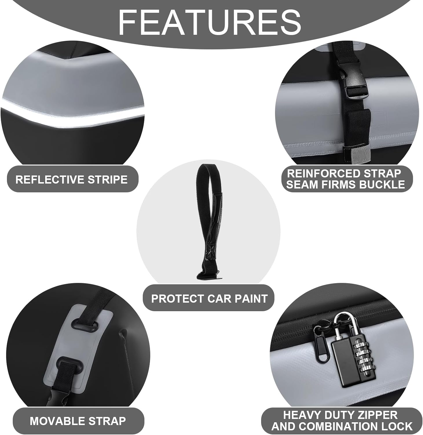 Rooftop Cargo Carrier, 21 Cubic Feet Soft-Shell Waterproof Car Roof Luggage Bag for All Vehicles SUV With/Without Rails, Includes 10 Reinforced Straps + 6 Door Hooks,Storage Bag,Anti-Slip Mat image number 1