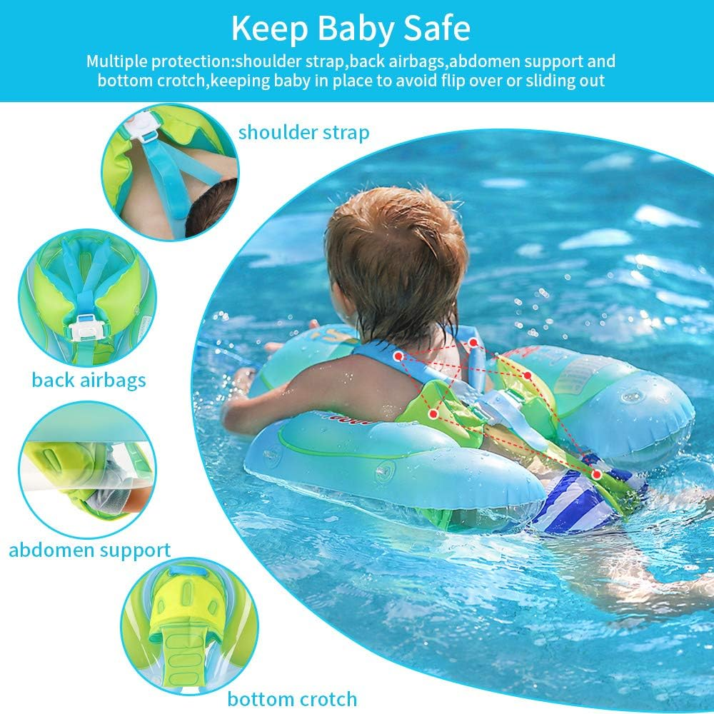 Baby Swimming Floating Inflatable Baby Pool Floating Ring Newest with Sun Shield, Add Tail No Flip for 3-36 Months image number 1