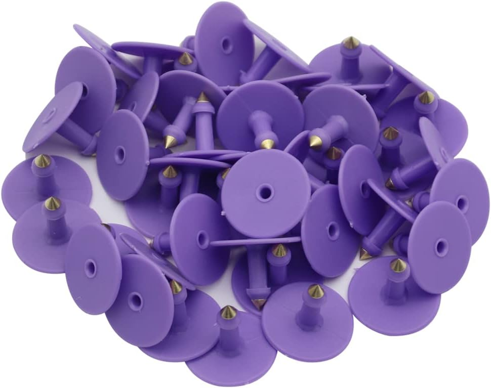 Cattle Ear Tags, Large Plastic Livestock Ear Tags for Sheep Cattle Calf Hog with Number 001-100/101-200/201-300, Animal Identification Ear Tag(Purple,001-100) image number 1