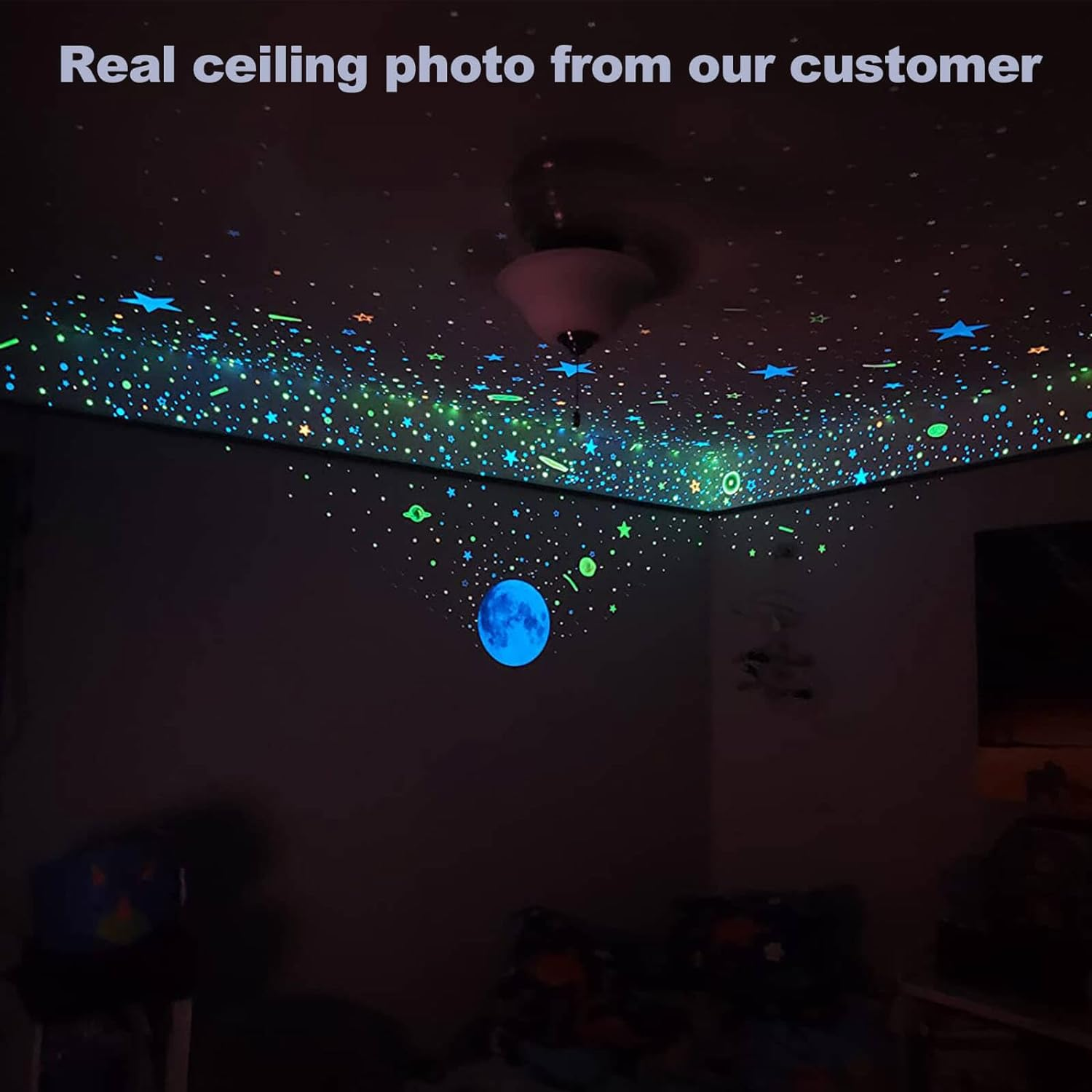 Glow in the Dark Stars Decals Decor for Ceiling 633 Pcs Realistic 3D Stickers Starry Sky Shining Decoration Perfect for Kids Bedroom Bedding Room Gifts image number 4