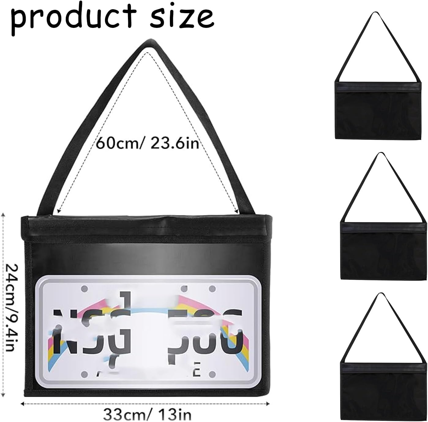 4-Pack Universal Black License Plate Cover with Strap - Dealer Test Drive License Plate Holder Bag for Car, Truck, SUV image number 4