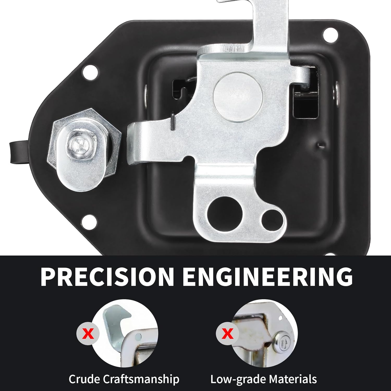 Black Truck Box Latch Replacement Kit, Paddle Latch Tool Box Locks with Keys,Truck Box, Trailer Door, RV, Camper, Storage Box, 111.5 * 83.2Mm image number 1