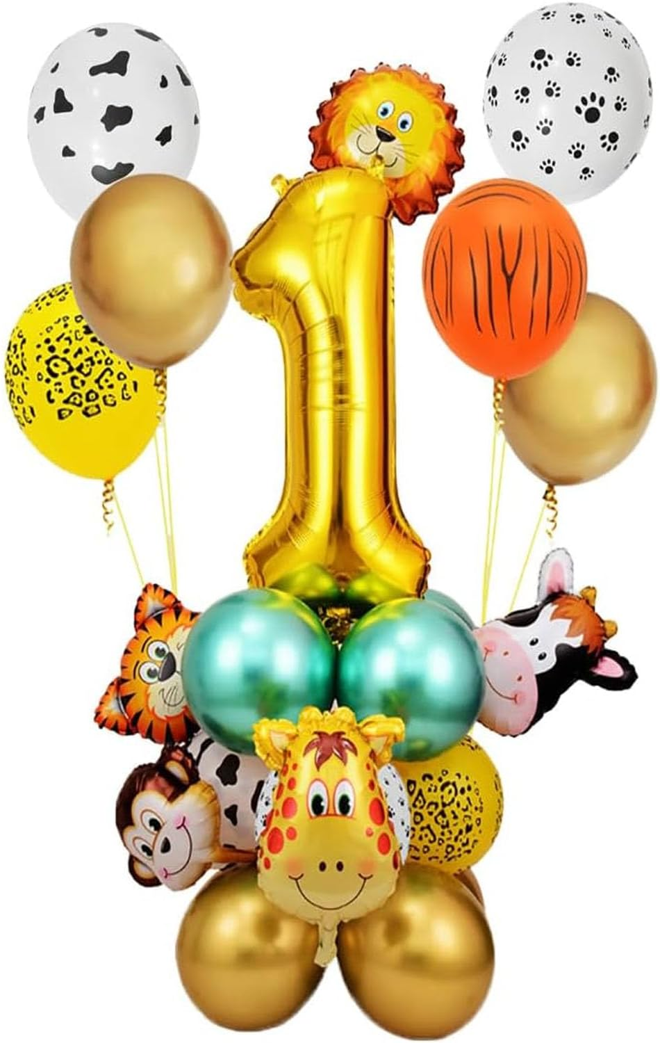 Jungle Safari Birthday Number Balloonsdecorations 32Inch Number 2 Balloons 24Pcs Gold Party Decorations Backdrop Animal Balloons for Birthday Party Supplies