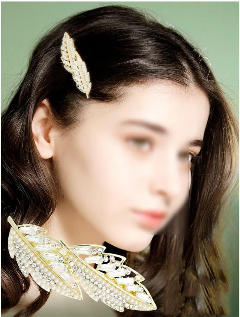 Alligator Clip,Headdress,Hair Clamp,Hairpins,Leaf Hairpin Female Spring Back Head Hair Accessories Spring Clip Headdress Fall into the Heart Hair Accessories (Color : A, Size : 7.3 * 2.5Cm) image number 6