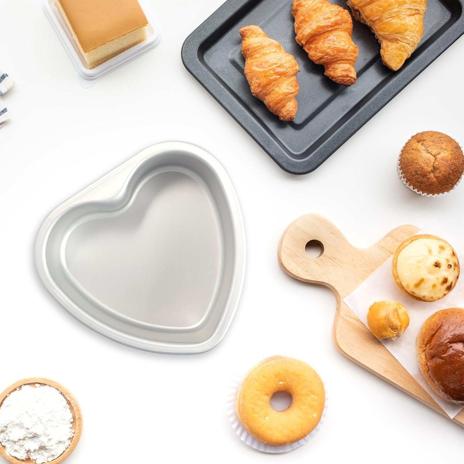 Heart Shaped Cake Pan 6 Inch Aluminum Cake Pans Heart Cake Mold Baking Cake Tin for Valentine'S Weddings Birthday Party (2, 6 Inch,8Inch) image number 3