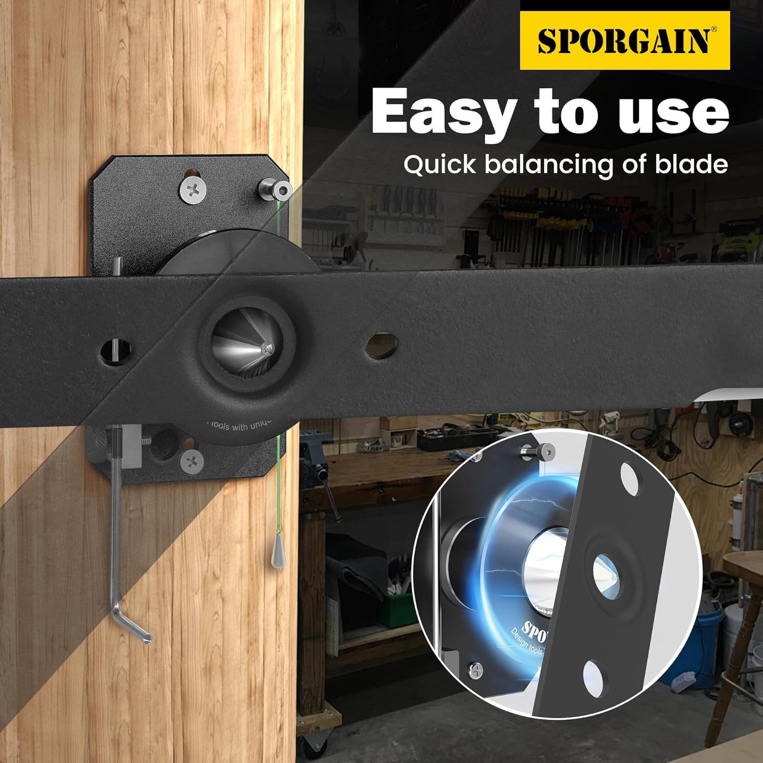 Lawn Mower Blade Sharpener & Lawn Mower Blade Balancer, 15&deg;-45&deg; Adjustable Mower Blade Sharpener and High Precision Magnetic Mower Blade Balancer for Many Types of Mower Blade, Black - Blue image number 2