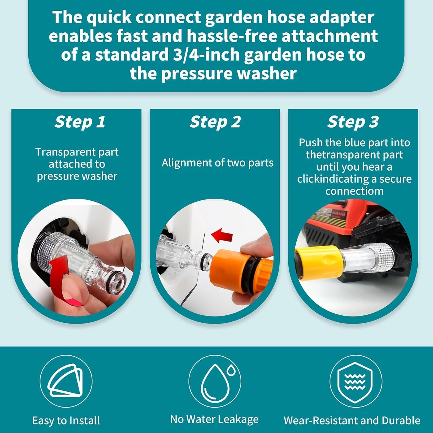 5Pcs Plastic Pressure Washer Inlet Filter Water Filter, 3/4" Pressure Washer Hose Replacement Adapter Tool for Garden Connectors image number 2