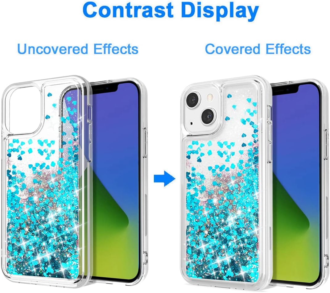 WORLDMOM for Iphone 14 Case,Bling Moving Liquid Floating Sparkle Colorful Glitter Waterfall TPU Protective Case for Iphone 14 [6.1 Inch 2022], Blue - Blue image number 4