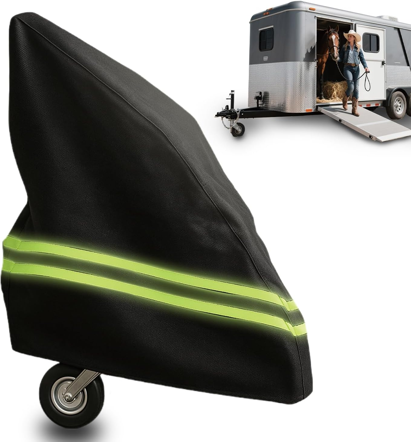 Horse Trailer Cover Heavyduty 600D Oxford Waterproof Dustproof Breathable Horse Drawbar Tow Hitch Cover with Buckles for Daily Sun Weather Storage Protection image number 1