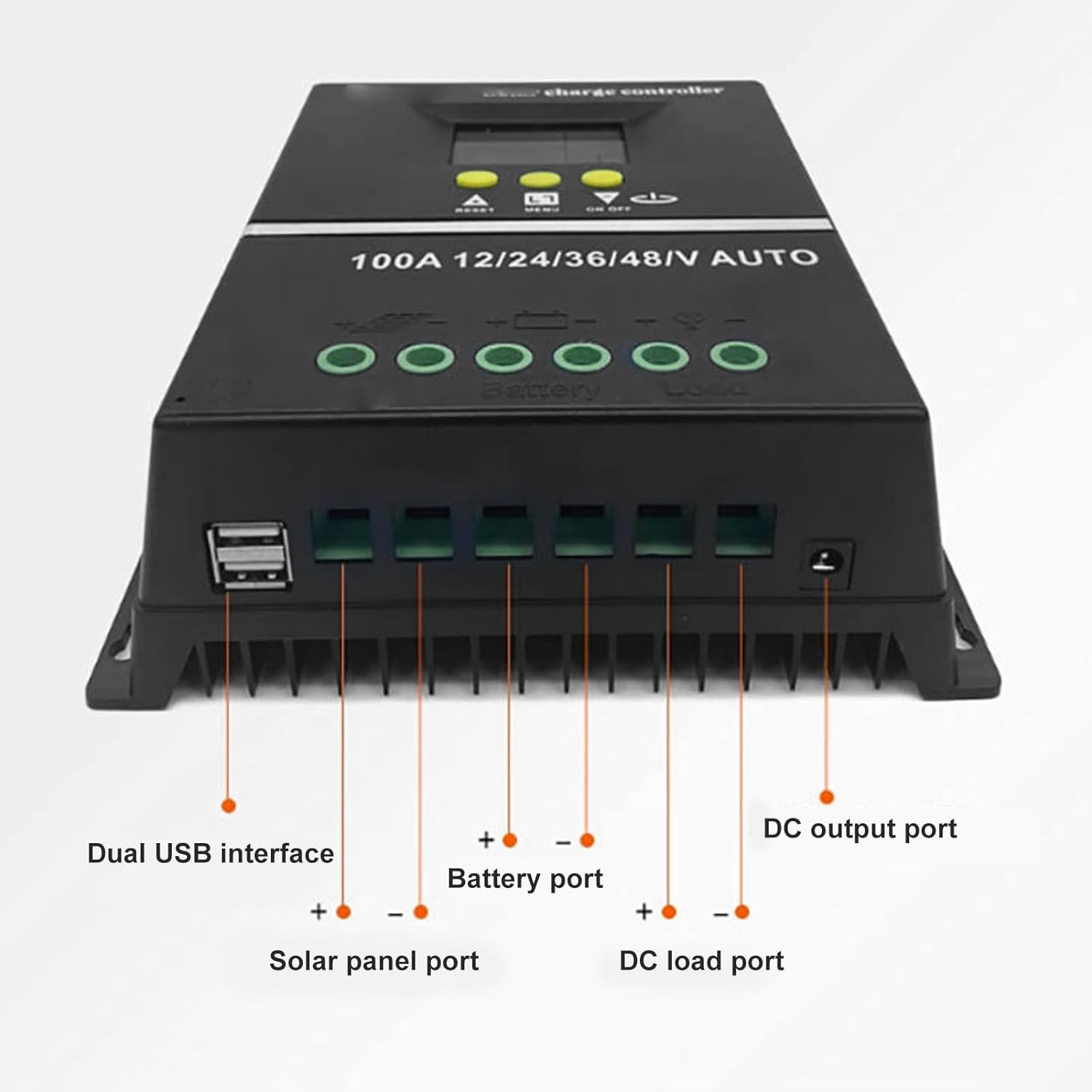 100A MPPT Solar Charge Controller with LCD Display and 7 Modes Charge Controllers 12V/24V/36V/48V Auto for Solar Panels image number 1