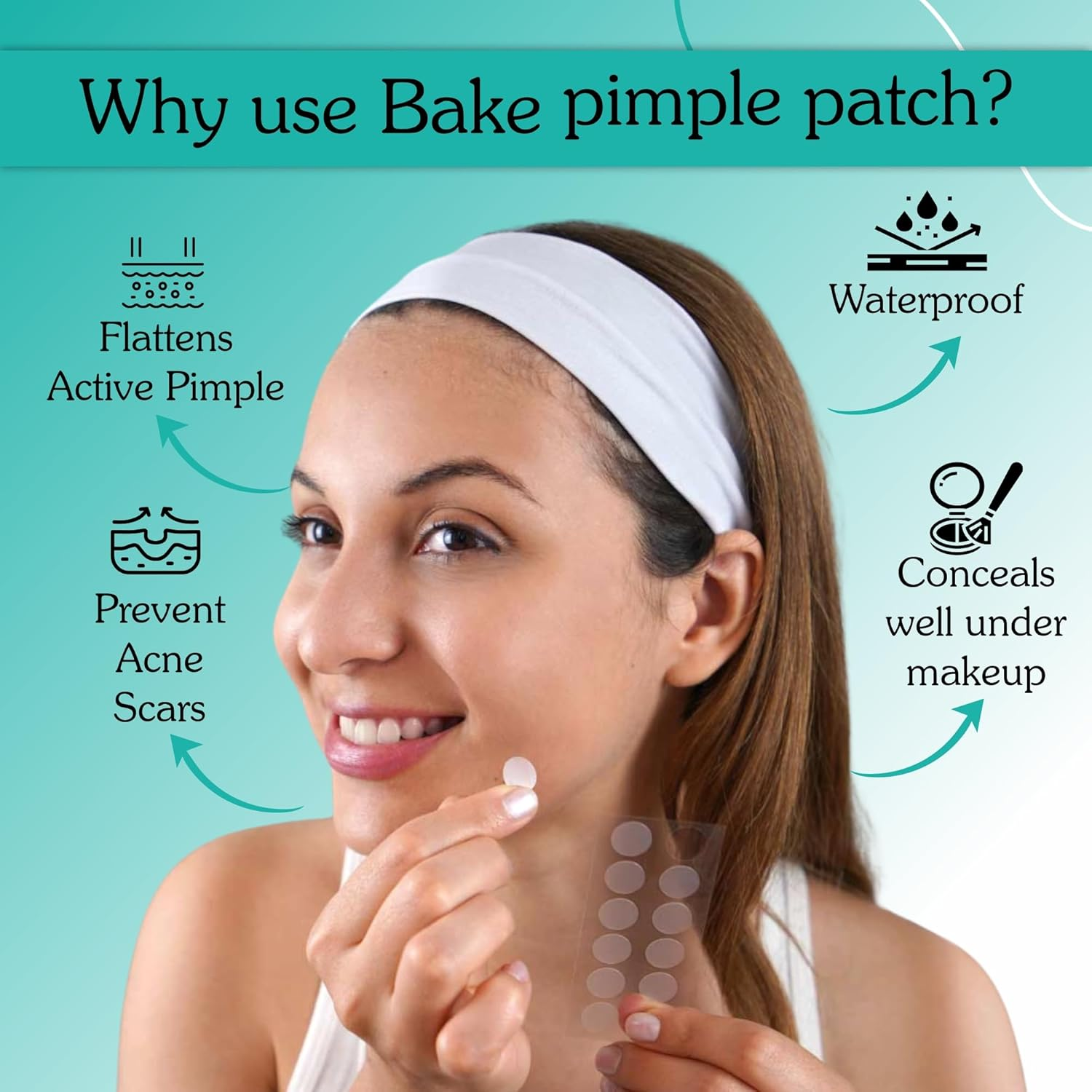 BAKE 2% Salicylic Acid Pimple Patches for Active Acne (72 Dots) | with Hydrocolloid Waterproof Patches | for Acne Marks, Acne Prone Skin | for All Skin Types (Pack of 72) image number 4