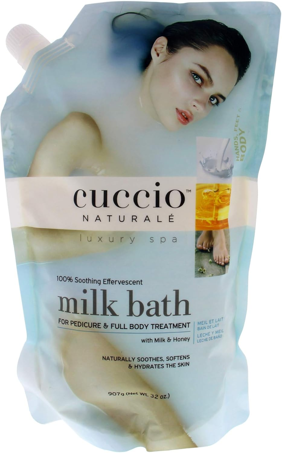 Cuccio Naturale Milk Bath Main-Pedi - Soothing, Effervescent Soak - Leaves Skin Smooth, Nourished and Hydrated - for Manicures, Pedicures and Full Body Treatments - Infused with Honey - 32 Oz image number 1