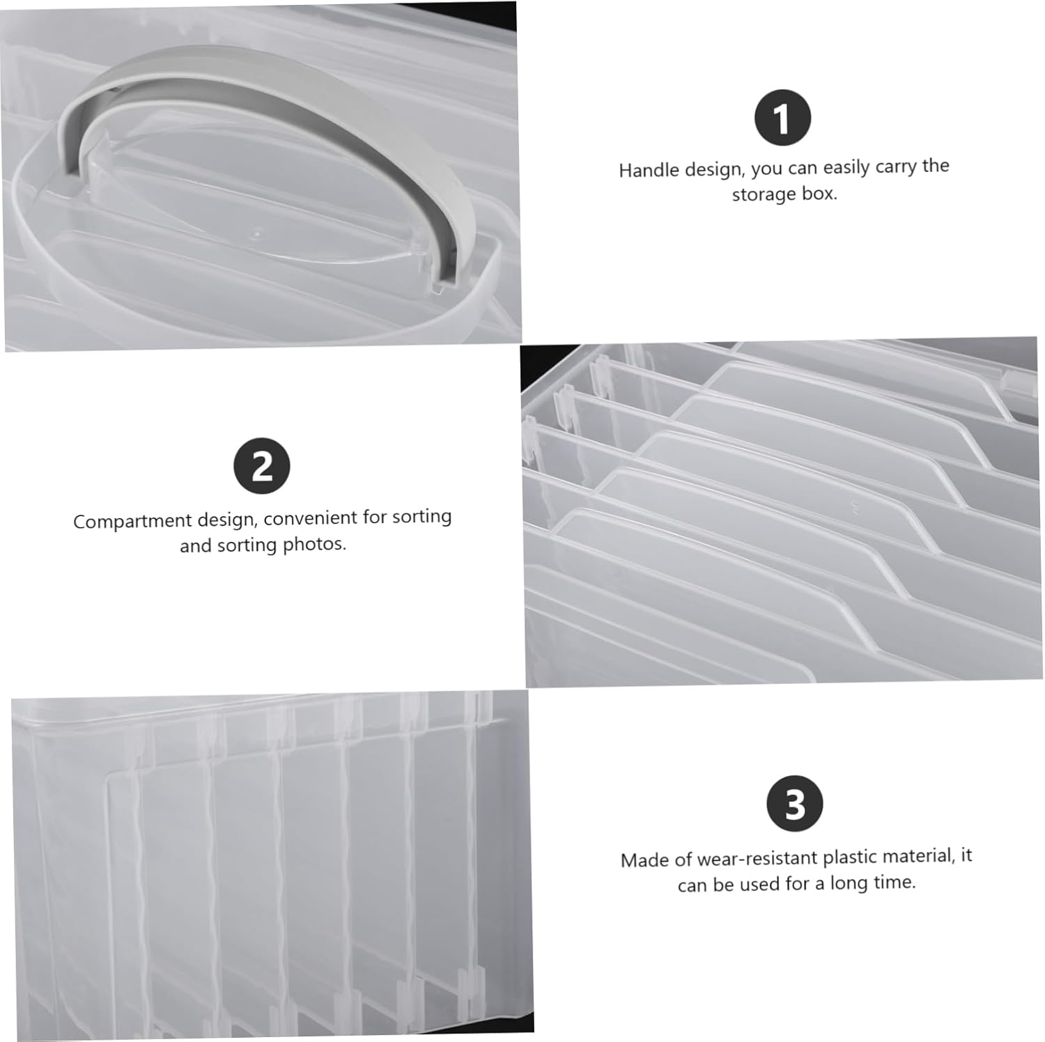 Photo Storage Box Compartment Card Sorter Decorative Storage Organizer Portable Plastic Scrapbook Holder image number 2