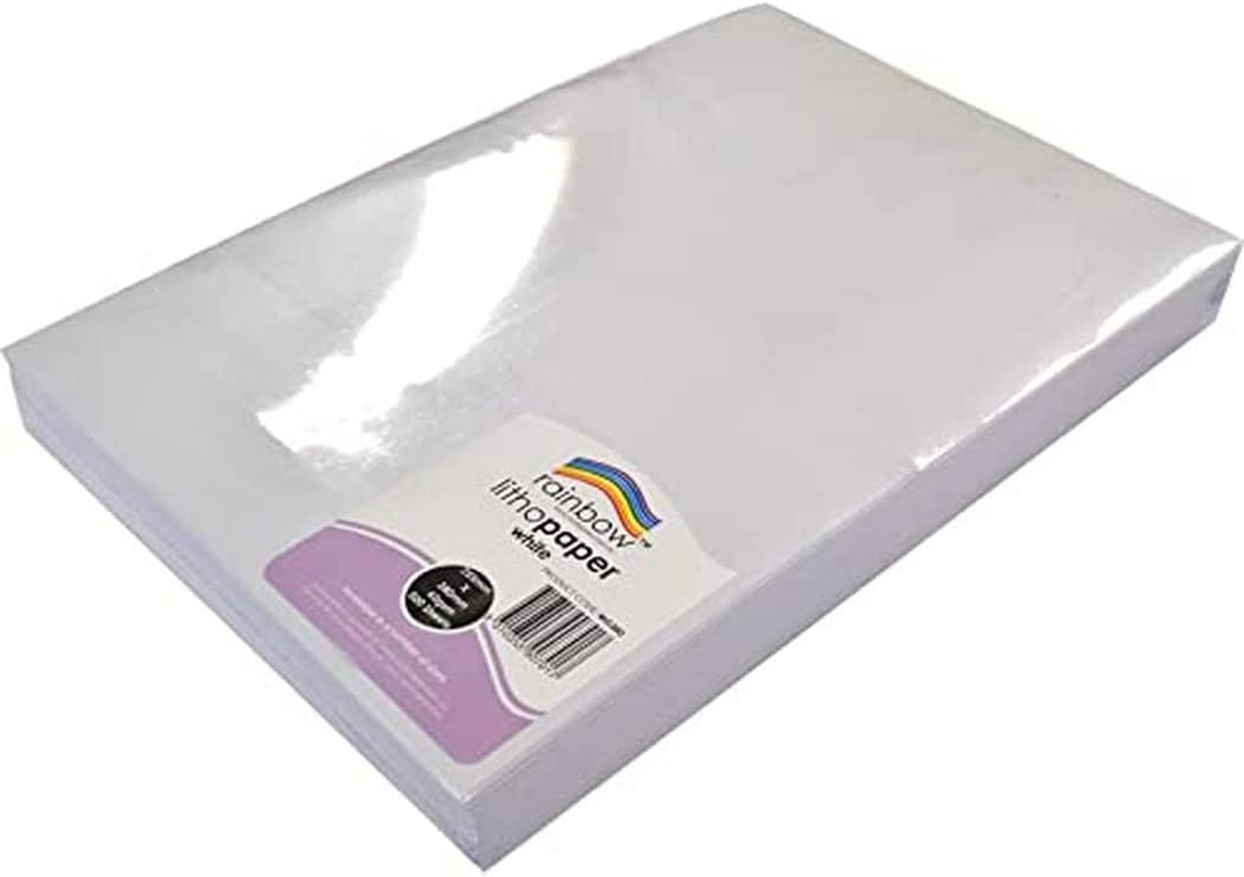 Rainbow 60Gsm MG Litho Paper 500 Sheets, White, 380 X 255 Mm image number 1