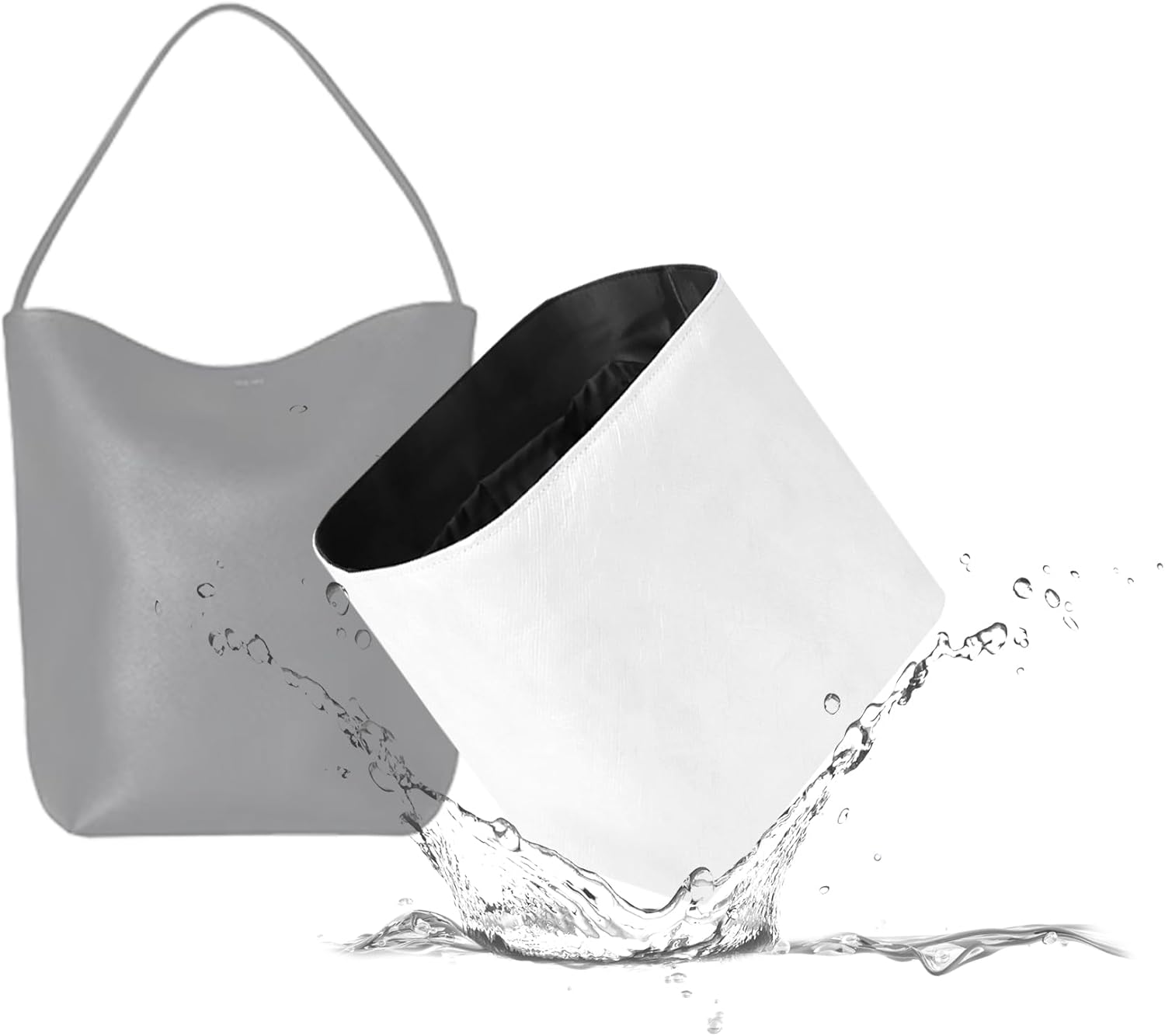 19 Neatthin Lightweight Purse Insert Fit for the Row N/S Parker Tote, Waterproof Dupontpaper Surface and Silky Satin Lining(Medium, Chai)