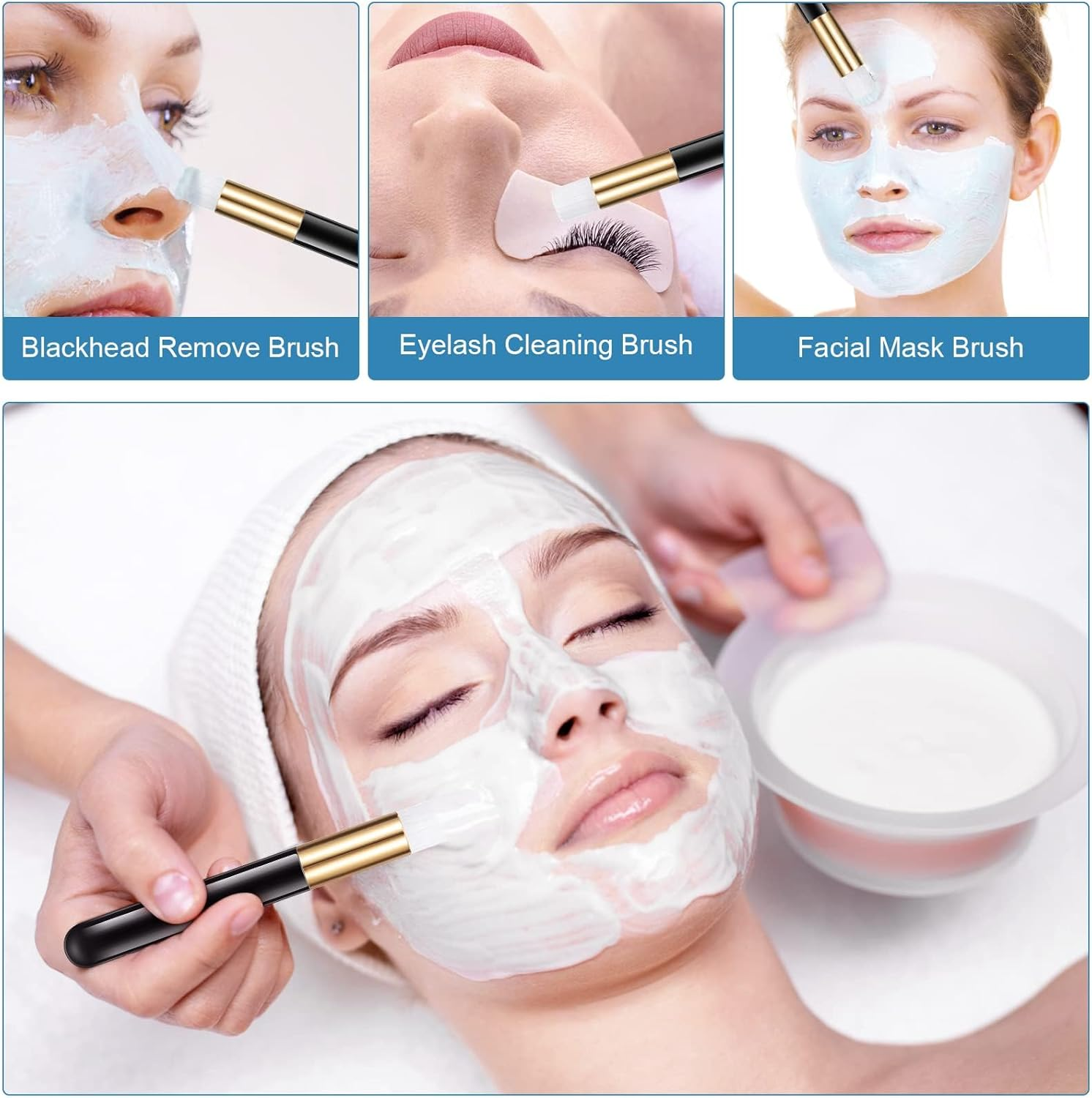 PAOFUFUI 40 Pcs Lash Shampoo Bottle Brushes & Dispensers Set, 10 Pcs Lash Brushes, Tubes & Aftercare Bag for Clients, Women (Black) image number 3