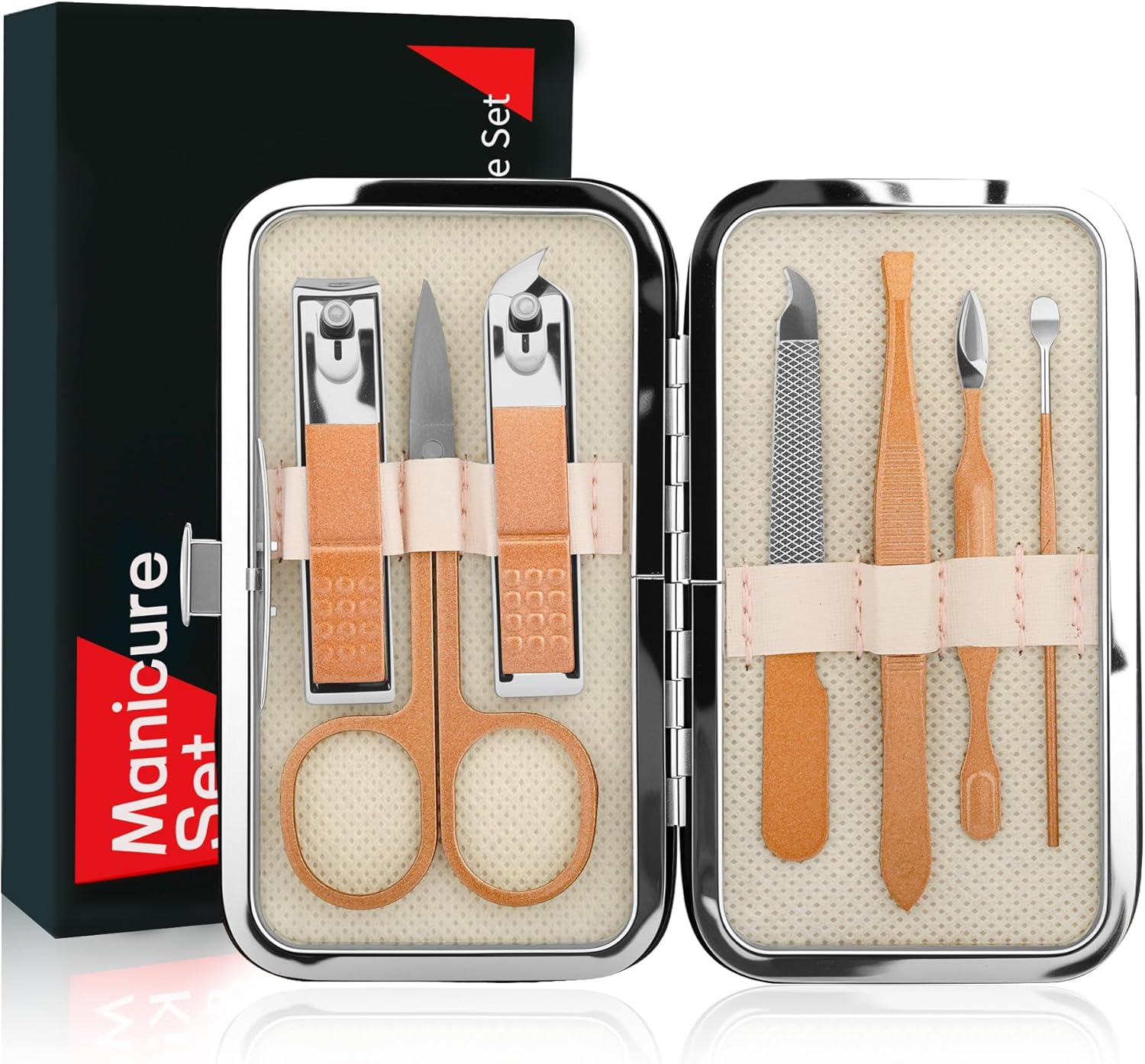 Manicure Set Gift for Men, Stocking Stuffers for Husband Teen Boy, 7 in 1 Finger and Toe Nail Clippers Kit, Men Personal Care Tools Accessories Pedicure Kits with Travel Case Nail Grooming Kit