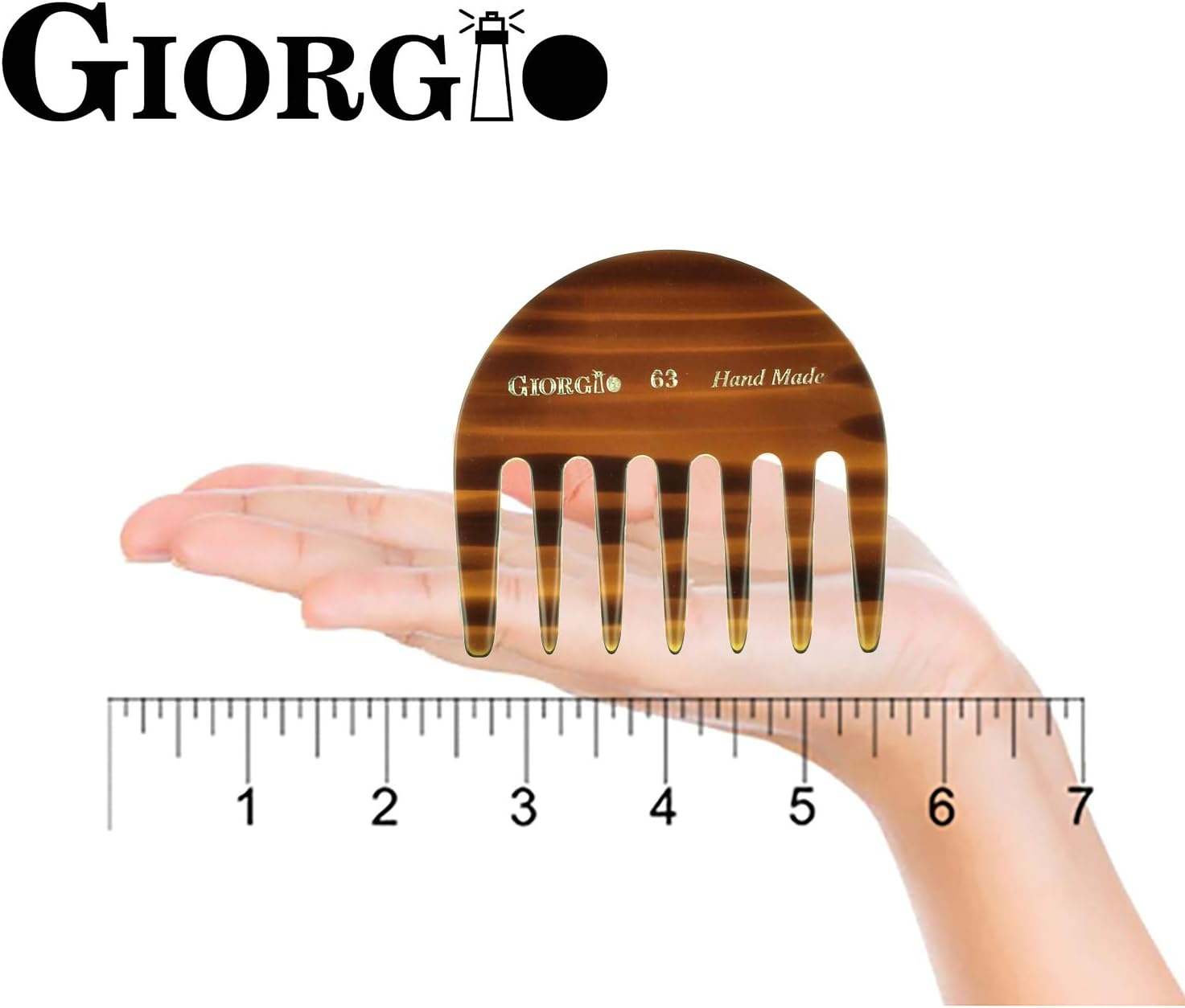 Giorgio (G63 & G28) 2 3/4" Hand Made Detangling Comb - Wide Teeth Flexible Comb, Hand-Made of Quality Durable Cellulose, Saw-Cut and Hand Polished (2 Pack, Ivory & Tortoiseshell) image number 4