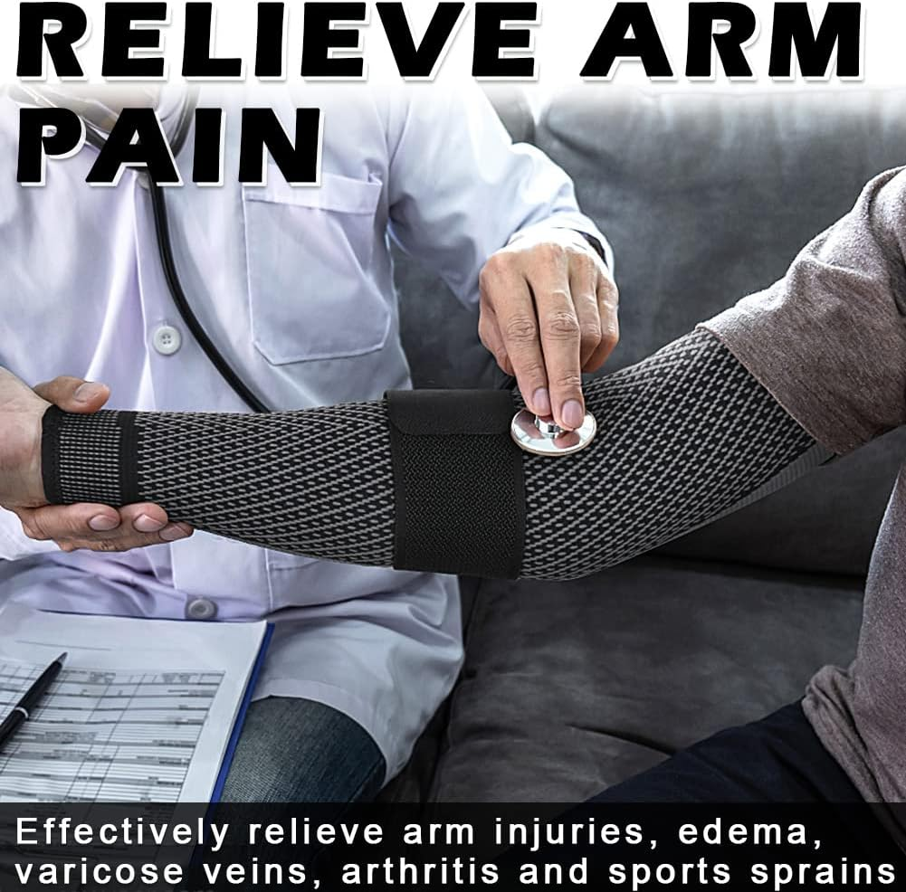 Beister Elbow Brace, Elbow Compression Sleeves with Elastic Strap for Men Women (Pairs), Tennis Elbow Support for Joint, Lymphedema,Dvt,Arthritis, Tendonitis, Sports Injury Recovery image number 1