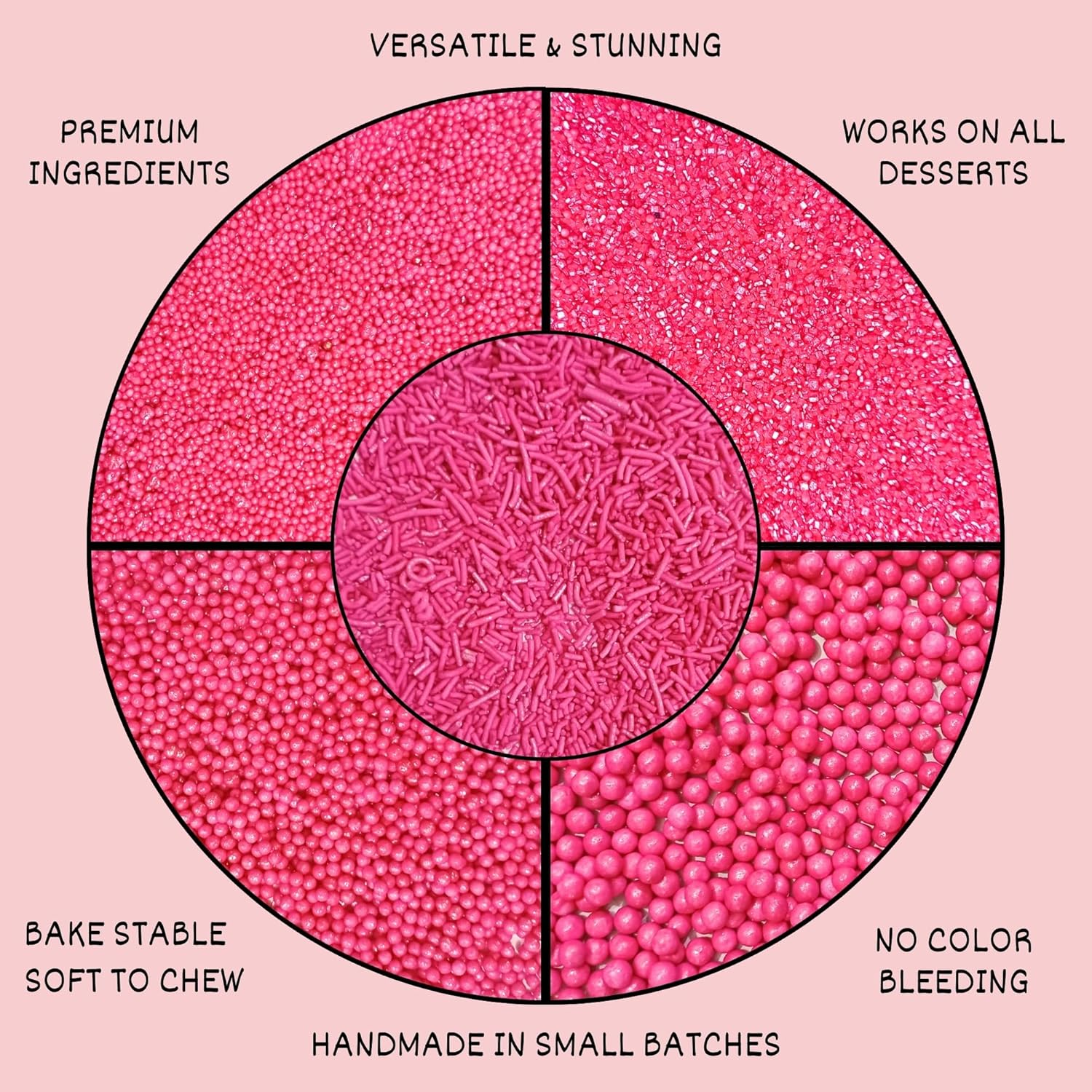 Confect Sprinkles for Cakes & Cupcakes Decoration | Assorted Pack of 5 Barbie Playtime Pearl Sprinkles | Hot Pink Sprinkles | Birthday Sprinkles | Edible Mix Dragees & Sparkling Sugar - 3.5 Oz image number 6