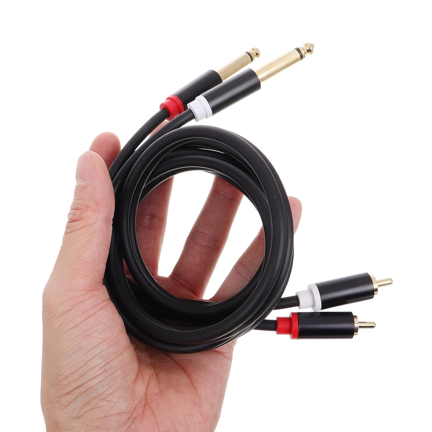 CHICAMPERA Gold Plated Dual RCA to 6.35Mm Stereo Audio Patch Cord with Aluminum Alloy Shell, 1.5M Shielded Interconnect Cable for Home Audio Amplifier and Sound System image number 6