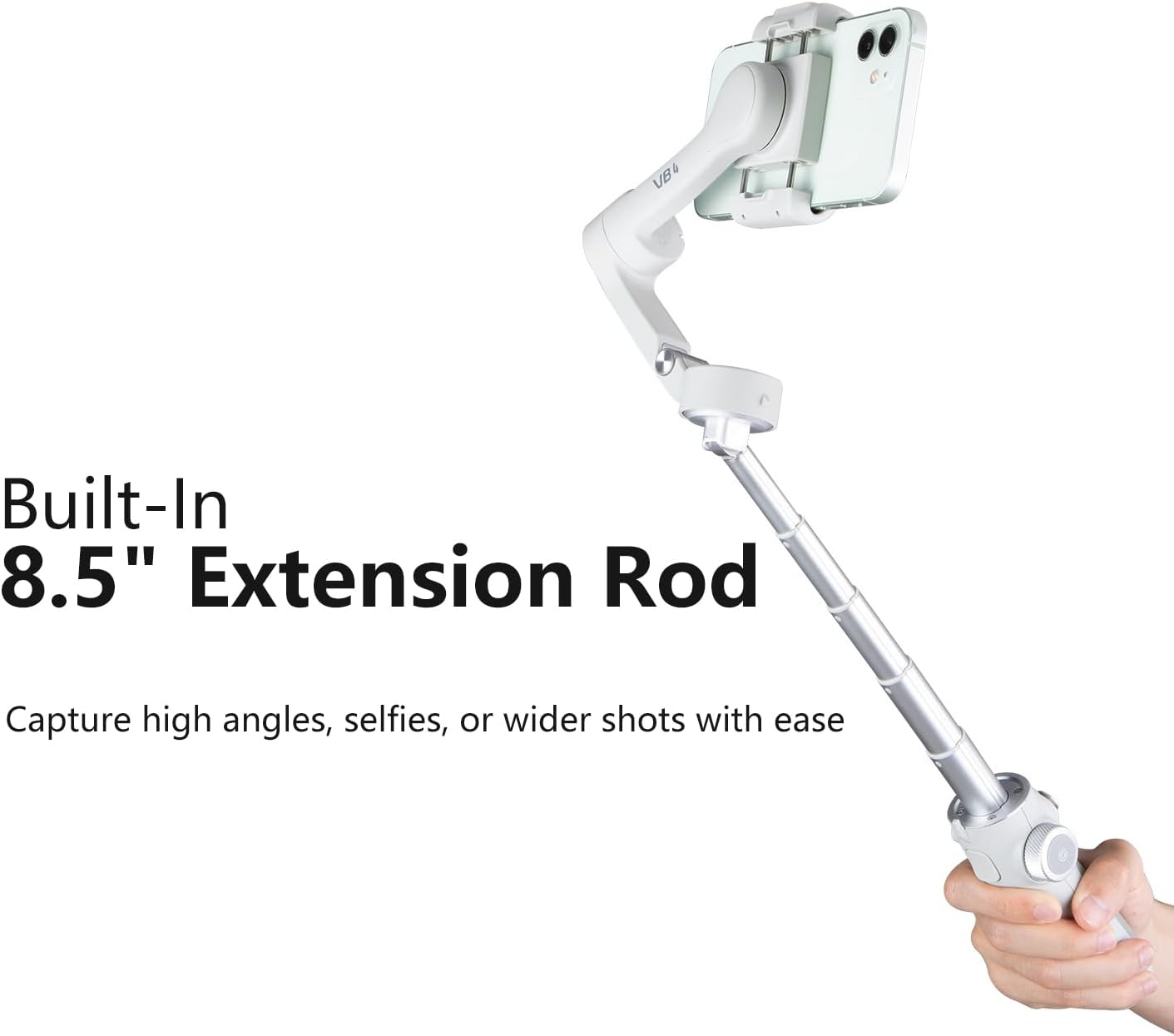 Feiyutech Vimble 4 [Official] 3-Axis Smartphone Gimbal Stabilizer,8.4&rsquo;&rsquo;Built-In Extendable Pole,Face/Object AI Tracking,Fits Iphone14 13 Pro/Max Samsung Android Phone Youtube INS Tiktok,Max 260G image number 1