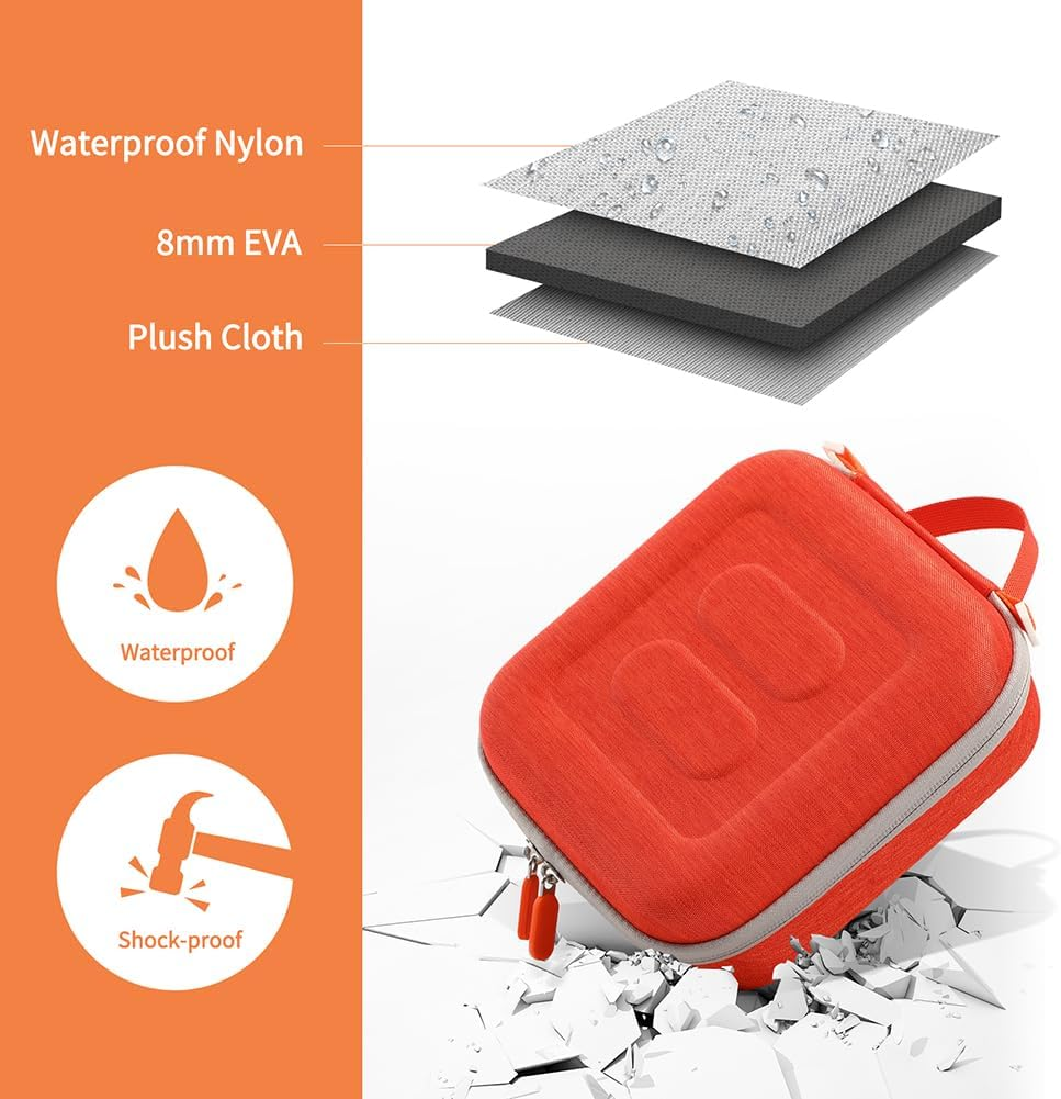 AZURAOKEY Travel Case Compatible with Yoto Mini Kids Audio & Music Player, Holder Bag Hold up to 20 Cards/Charging Cable for Children&rsquo;S Speaker Plays Audiobook Cards (Box Only) - L-Orange image number 6