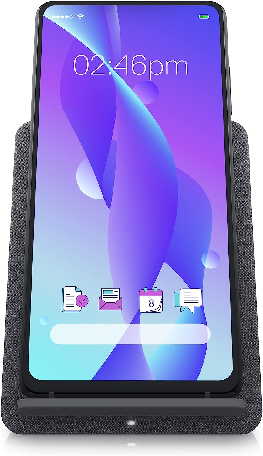 Dell Dual Charge Dock HD22Q - Fabric Wrapped Charging Stand, Type-C Connector, Qi Enabled Charging, Wake-On-Dock, Smartphone Rest, Power Button LED - Magnetite,Black image number 6