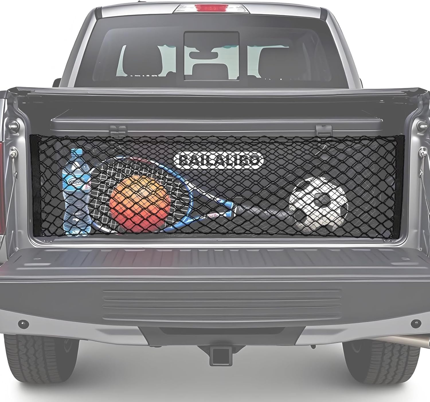 BAILALIBO Cargo Net for Pickup Truck Bed, Adjustable Accessories for Storage Secure Nets, Stretchable Tailgate Net with Hook, Compatible for Chevy Silverado Ford LTZ WT LS F150 F250 (50X18 Inch)
