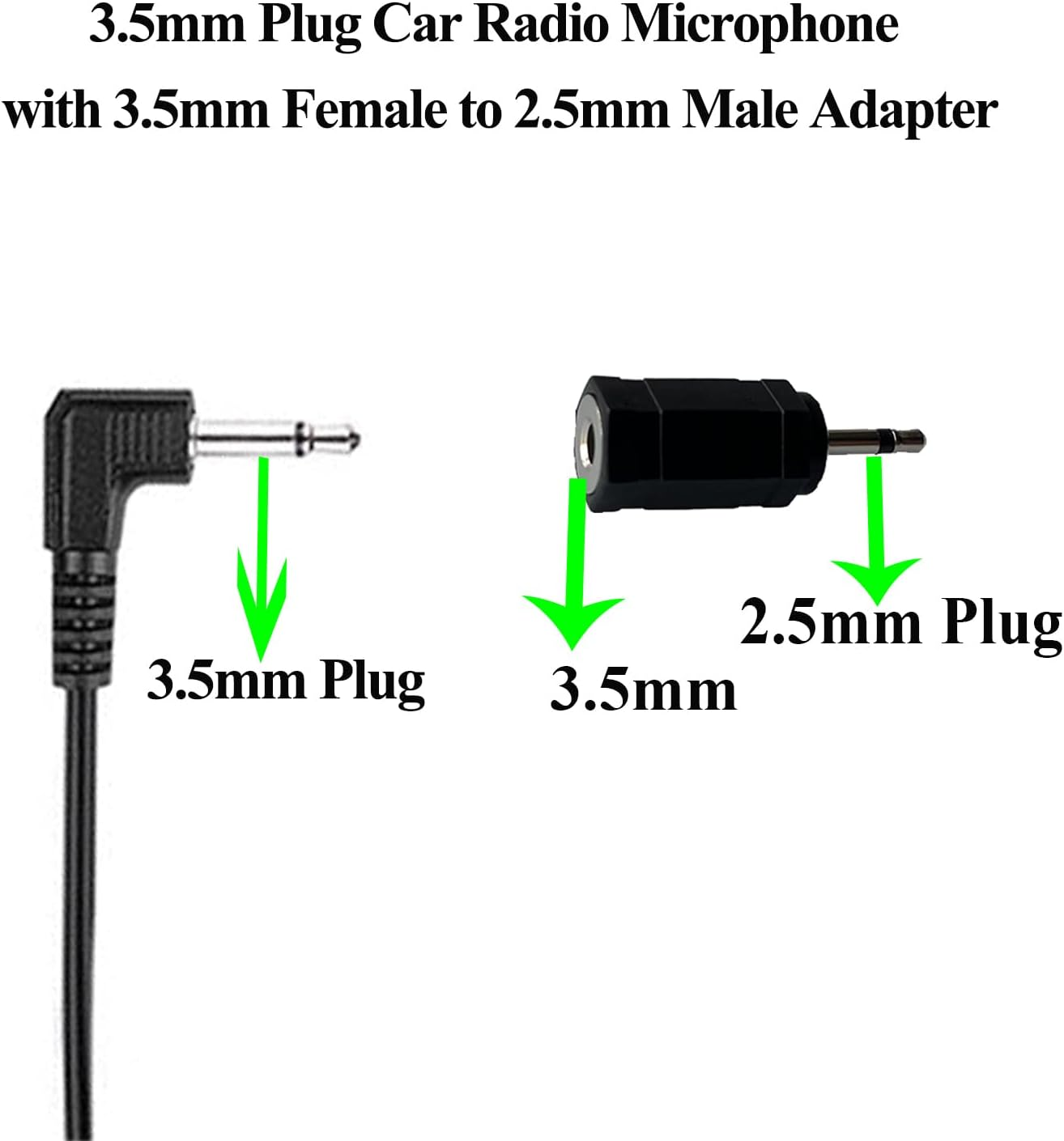 Car Radio Microphone 3.5 Mm Compatible with Pioneer Sony Boss JVC Kenwood Jensen Alpine External Mic for Vehicle Audio Stereo GPS CD DVD 3M Cable 3.5 Mm Female to 2.5 Mm Male Adapter image number 5