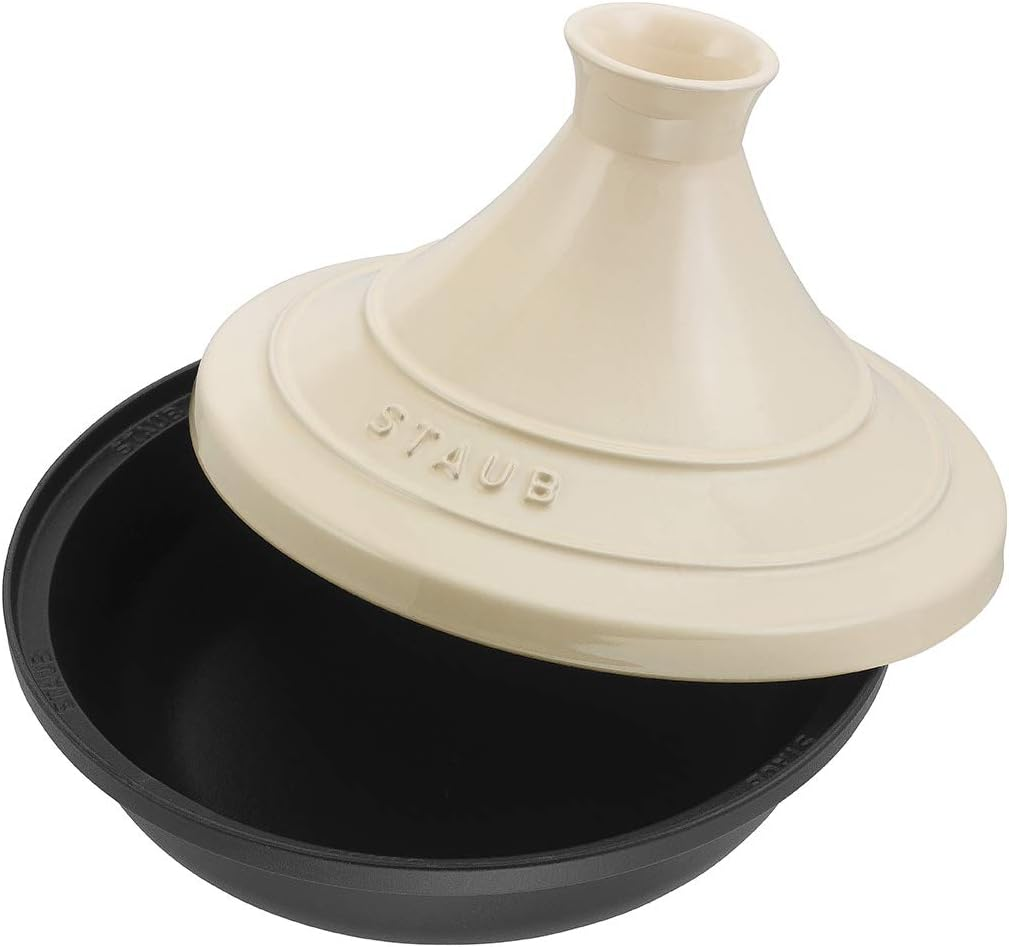 STAUB 20Cm Cast Iron Tajine with Ceramic Lid for Traditional Moroccan Dishes - Black/Cream image number 2
