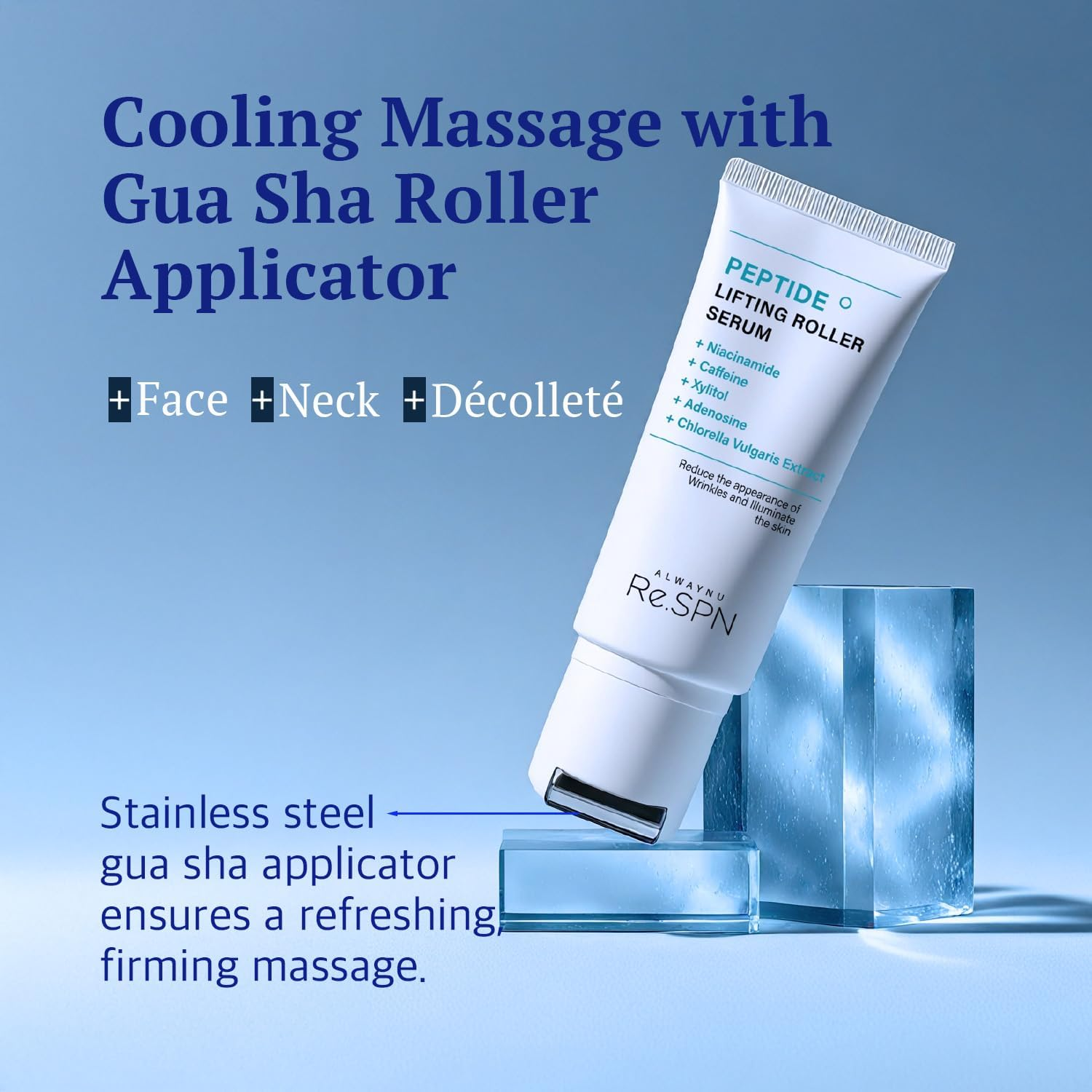 Re.Spn Peptide Lifting Roller Serum &ndash; for Wrinkles, Lifting & Pore Tightening on Face & Neck with Gua Sha Applicator, Vegan, Anti-Wrinkle Peptide, Niacinamide, K-Beauty (1.69 Fl Oz) image number 4