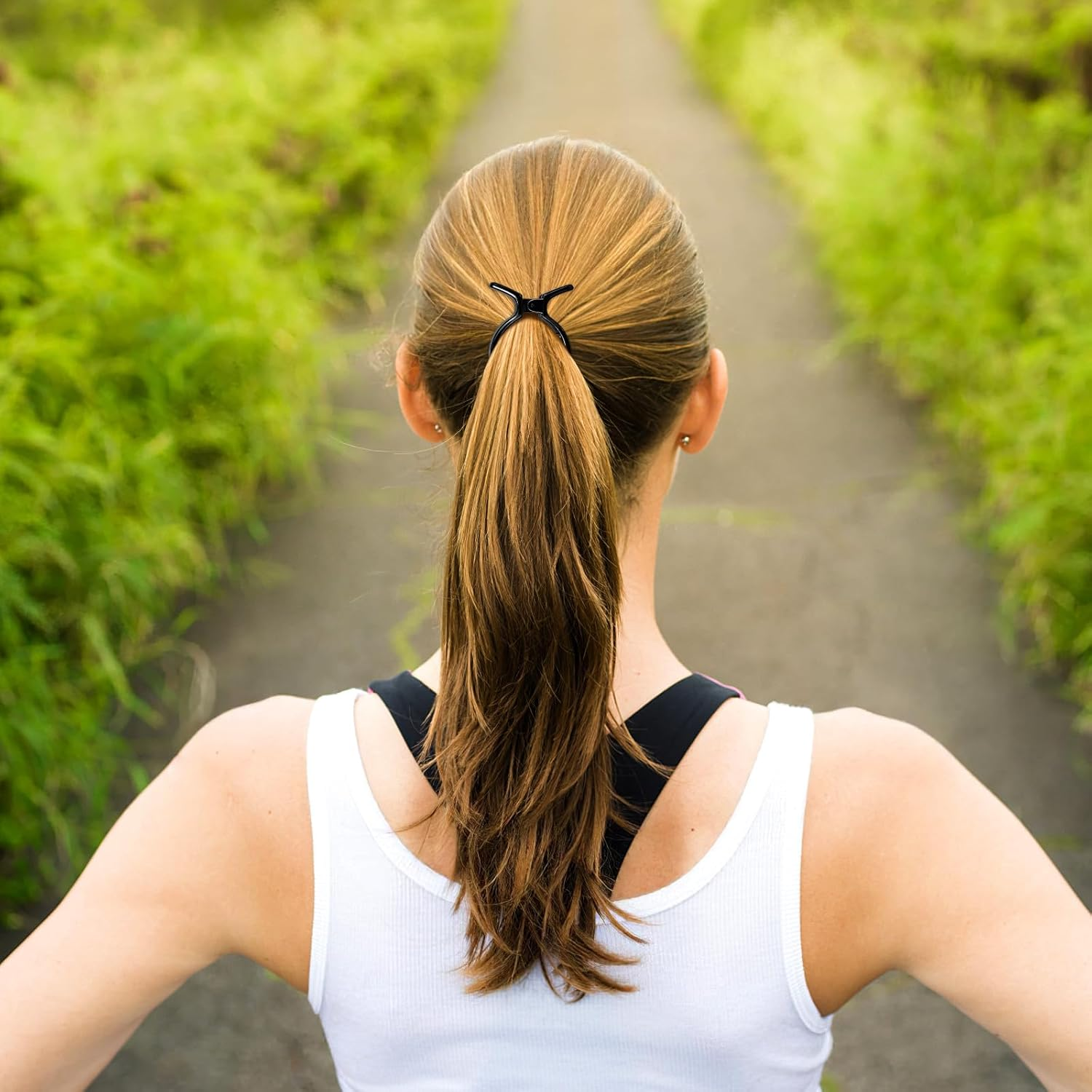 Ipetboom Pack of 2 Herringbone Hair Clips round Inner Serrated Hair Clip Fishtail Clip Claw Clip Holder Ponytail Holder Herringbone Hair Clip Strong Tension Hair Claw (Black) image number 6