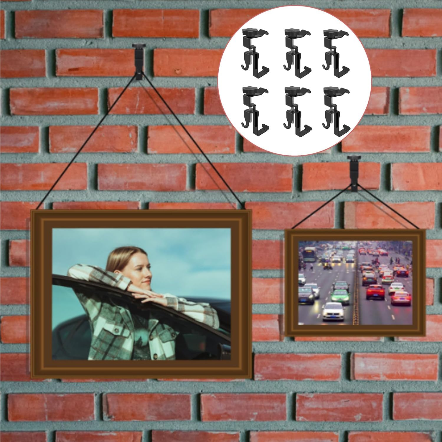 Yharnamite 6 Pcs Brick Hanger Clamp, Adjustable Brick Hooks Heavy Duty Stainless Steel Brick Hanger, No Drill, Nail Holes, Screws, Brick Wall Clips for Outdoor Hanging Pictures image number 4