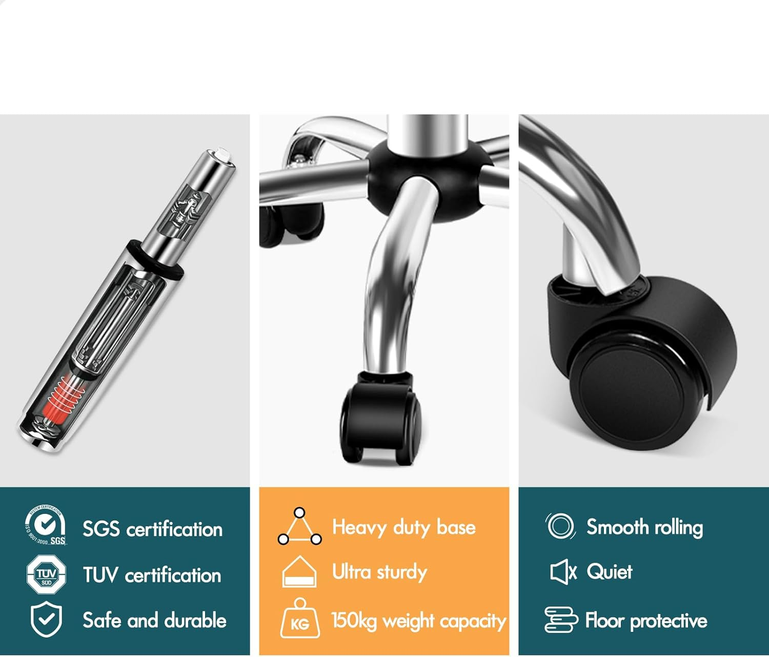 ALFORDSON Salon Stool with PU Leather Upholstery, Adjustable Drafting Rolling Stools in 49-64.5Cm Height, Swivel Spa Chair with Rolling Wheels Hair Barber for Massage Table(Tufan Black) - Tufan Black image number 3