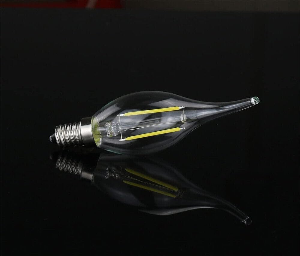 Tootoo 10Pcs 4W 6W Edison Light Bulb Vintage Industrial Cafe Bar Filament Led Globe E14 (10X(4W-Bent Tip-Warm White)) image number 3