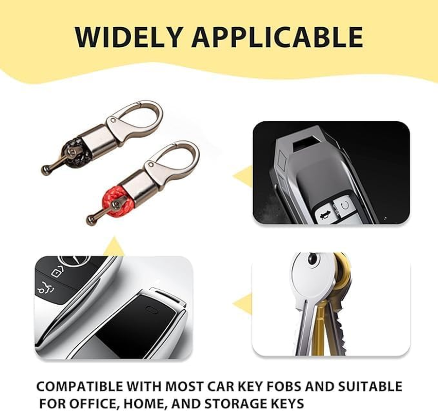 Key Fob Key Chain PU Key Fob Holder Set 3 Pack (Black & Red) Sturdy Metal Key Chain Included Ideal for Car Smart Keys Men & Women Secure Keychains image number 2