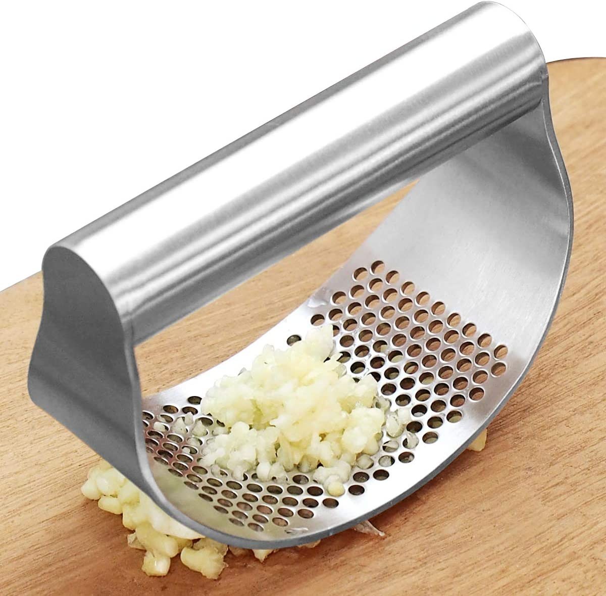 Garlic Press Rocker, Stainless Steel Garlic Crusher Garlic Mincer Presses and Ginger Press Squeezer with Silicone Tube Garlic Peeler Clean Brush,Dishwasher Safe Sturdy Kitchen Gadget Tools,Easy to Use image number 1
