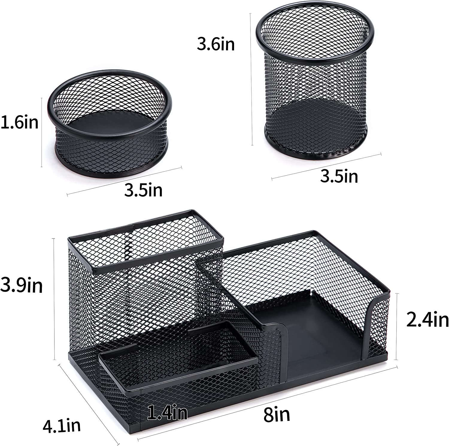 Desk Organisers Set with Pen Holder, Metal Mesh Pencil Holder for Office Desktop Storage and Organise, Desk Drawer Organizer for Small Desk Accessories and Stationeries, Back to School Gifts image number 2
